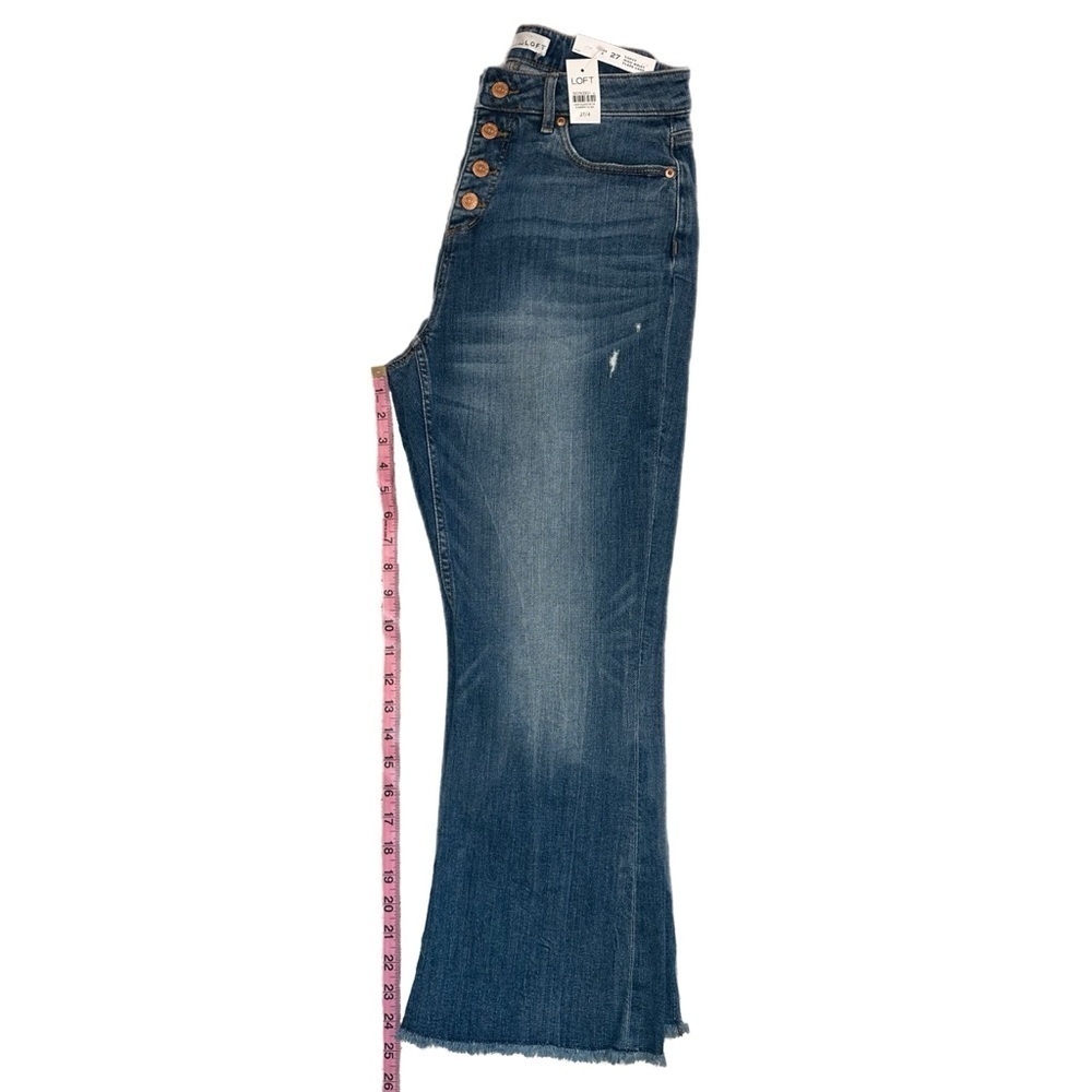 Curvy Destructed Hem High Rise Kick Crop Jeans - Picture 3 of 8